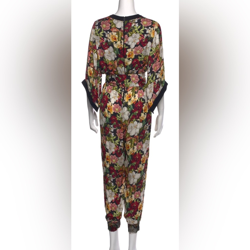 Alice + Olivia Floral Wrap Jumpsuit Kimono Sleeve Belted Cropped jumpsuit size 6 - Picture 3 of 6